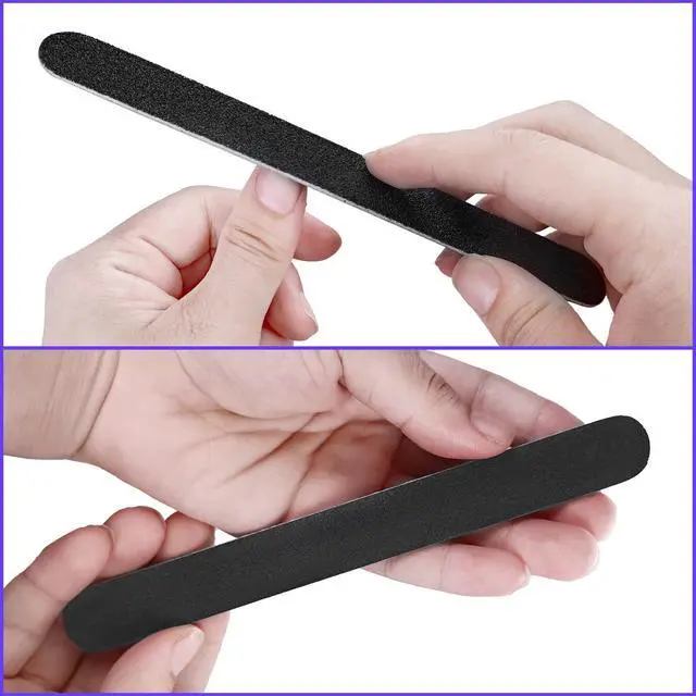 Alt view image 3 of 7 - Emery Board Nail Files (24 Pack), 100/180 Grit Wooden Nail File for Natural Nails, 7 Inches Emory Filers Manicure Tool Set Disposable Nail File for Home Salon Black