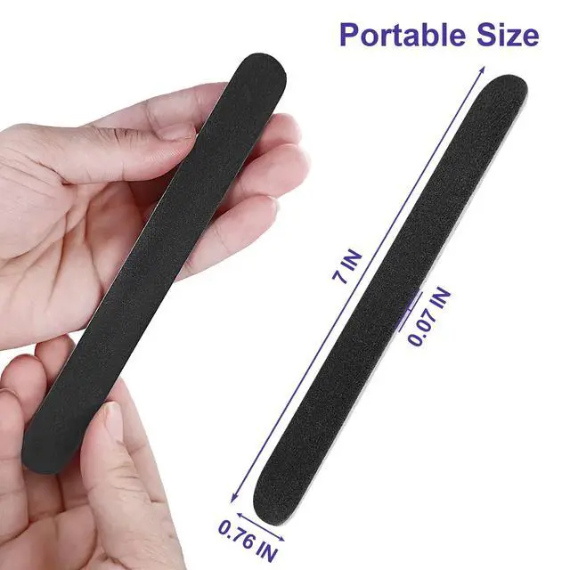 Alt view image 7 of 7 - Emery Board Nail Files (24 Pack), 100/180 Grit Wooden Nail File for Natural Nails, 7 Inches Emory Filers Manicure Tool Set Disposable Nail File for Home Salon Black