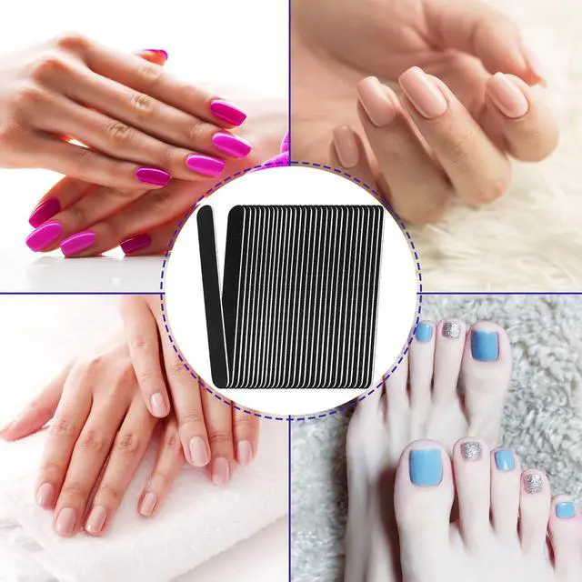Alt view image 6 of 7 - Emery Board Nail Files (24 Pack), 100/180 Grit Wooden Nail File for Natural Nails, 7 Inches Emory Filers Manicure Tool Set Disposable Nail File for Home Salon Black