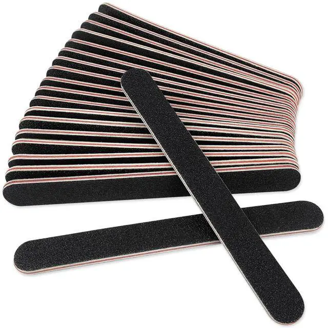 Main image of 20 Pack 100/180 Grit Nail Files, Black Professional Reusable Emery Boards Nail File, Manicure Tool Suitable for Both Acrylic and Natural Nails