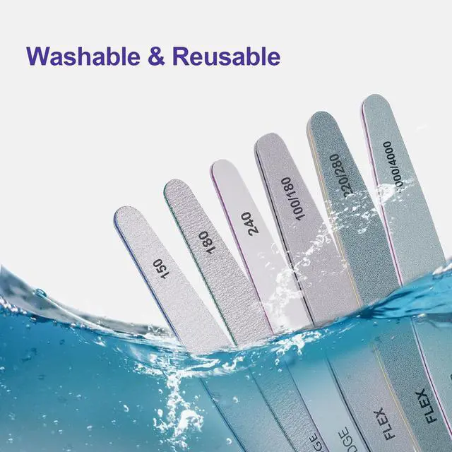 Alt view image 5 of 7 - Nail File and Buffer Set, 6 Pcs Professional Nail File Kit for Acrylic and Natural Nails, 100/150/180/220/240/280/1000/4000 Grit Soft Nail Filer Gel Nail Files & buffers Filing Emery Board Home Salon