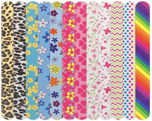 Main image of 12PCS Professional Double-Sided 100/180 Grit Nail Files Colorful Manicure Pedicure Tools