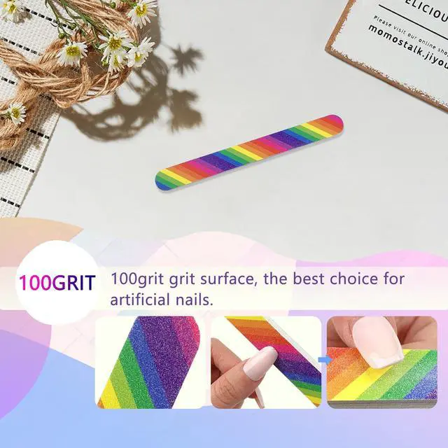 Alt view image 3 of 7 - 12PCS Professional Double-Sided 100/180 Grit Nail Files Colorful Manicure Pedicure Tools