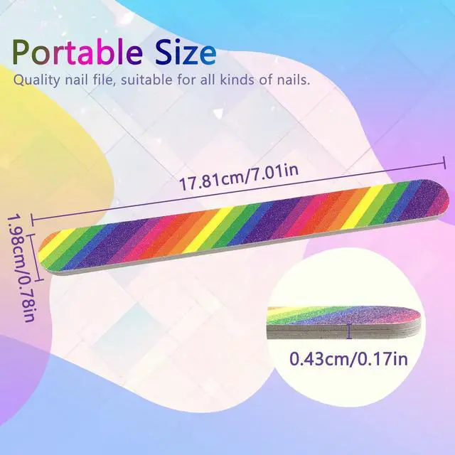 Alt view image 2 of 7 - 12PCS Professional Double-Sided 100/180 Grit Nail Files Colorful Manicure Pedicure Tools