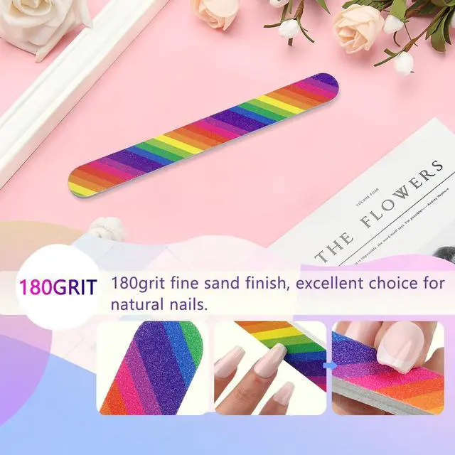 Alt view image 4 of 7 - 12PCS Professional Double-Sided 100/180 Grit Nail Files Colorful Manicure Pedicure Tools