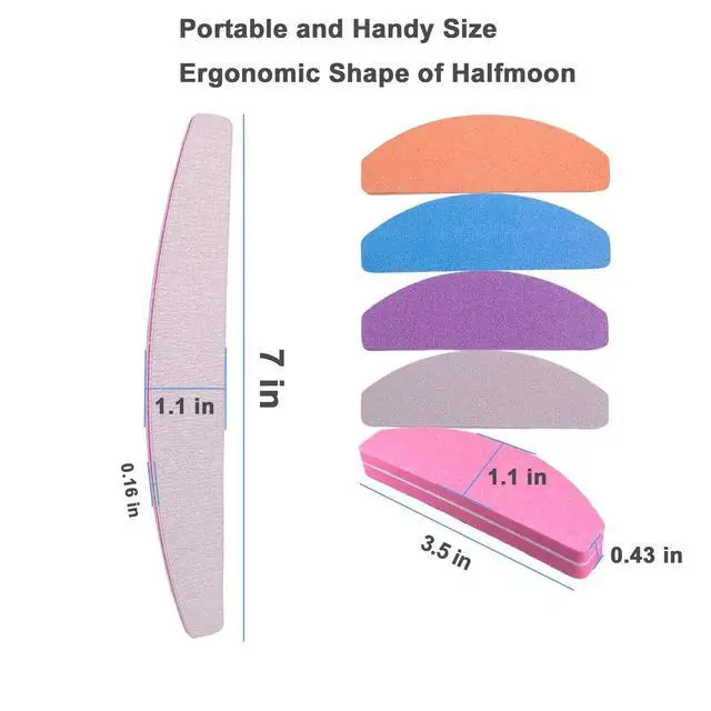 Alt view image 2 of 7 - Nail File and Buffer (10 Pcs), Buffer Block Nail Files Double Sided 100/180 Grit for Acrylic and Natural Nails, fingernail Emery Board Buffing Blocks Manicure Set Nail Care kit Tool Halfmoon Arc