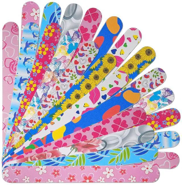 Main image of Nail Files (24 Pack), Colorful Emery Board Nail File for Natural Nails Double Sided 180 Grit Professional Fingernails Emory Boards Buffer Manicure Tool Nail Shaping Buffing Smoothing Filers Flowery