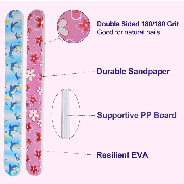 Alt view image 4 of 7 - Nail Files (24 Pack), Colorful Emery Board Nail File for Natural Nails Double Sided 180 Grit Professional Fingernails Emory Boards Buffer Manicure Tool Nail Shaping Buffing Smoothing Filers Flowery