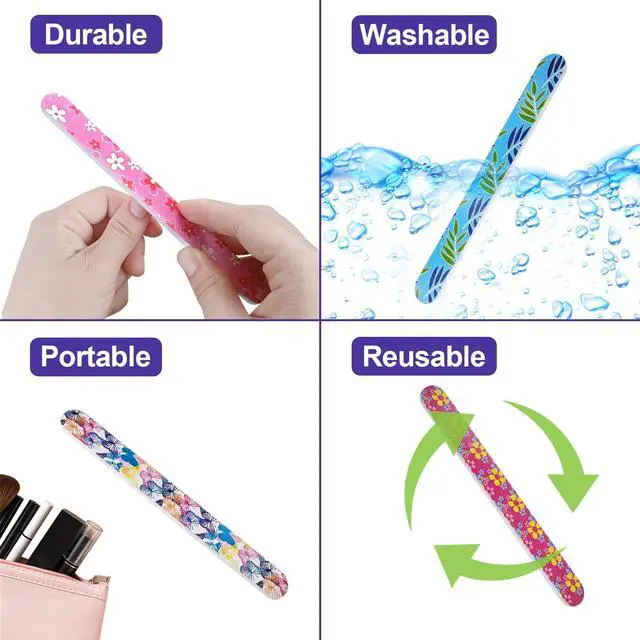 Alt view image 5 of 7 - Nail Files (24 Pack), Colorful Emery Board Nail File for Natural Nails Double Sided 180 Grit Professional Fingernails Emory Boards Buffer Manicure Tool Nail Shaping Buffing Smoothing Filers Flowery