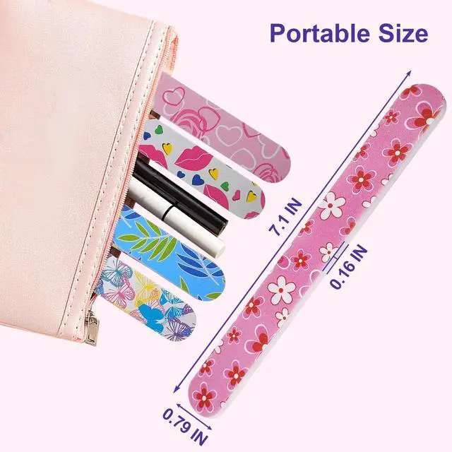 Alt view image 7 of 7 - Nail Files (24 Pack), Colorful Emery Board Nail File for Natural Nails Double Sided 180 Grit Professional Fingernails Emory Boards Buffer Manicure Tool Nail Shaping Buffing Smoothing Filers Flowery