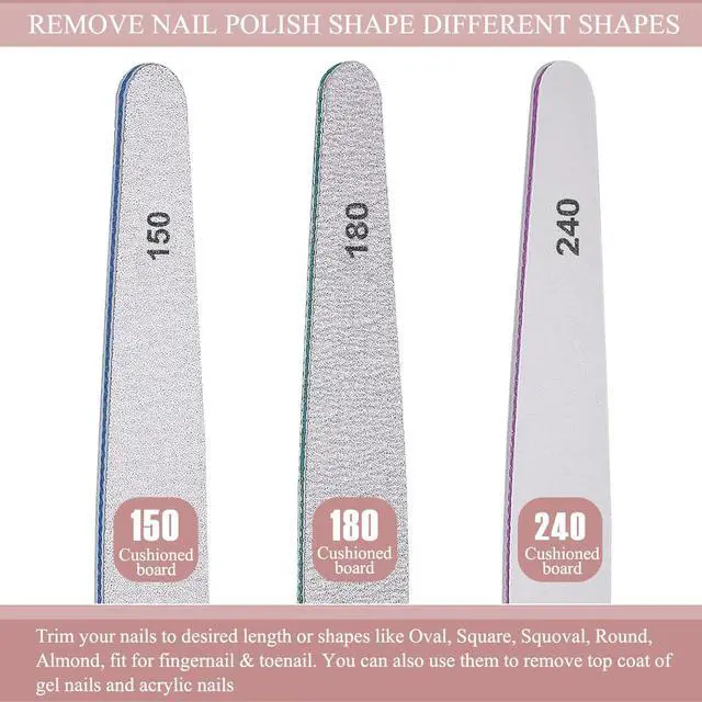 Alt view image 4 of 7 - 6pcs Nail File Nail Buffers for Natural Nails, Emery Boards for Nails, Nail Buffer and Shine Kit Nail Filer, Nail Buffer Block 100/180 Grit Nail Files Fingernail Files