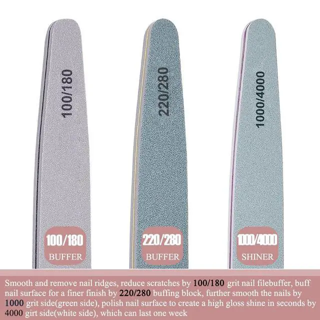 Alt view image 5 of 7 - 6pcs Nail File Nail Buffers for Natural Nails, Emery Boards for Nails, Nail Buffer and Shine Kit Nail Filer, Nail Buffer Block 100/180 Grit Nail Files Fingernail Files