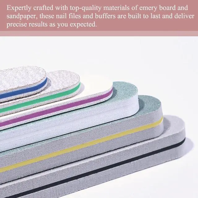 Alt view image 6 of 7 - 6pcs Nail File Nail Buffers for Natural Nails, Emery Boards for Nails, Nail Buffer and Shine Kit Nail Filer, Nail Buffer Block 100/180 Grit Nail Files Fingernail Files
