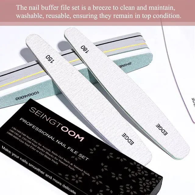 Alt view image 7 of 7 - 6pcs Nail File Nail Buffers for Natural Nails, Emery Boards for Nails, Nail Buffer and Shine Kit Nail Filer, Nail Buffer Block 100/180 Grit Nail Files Fingernail Files