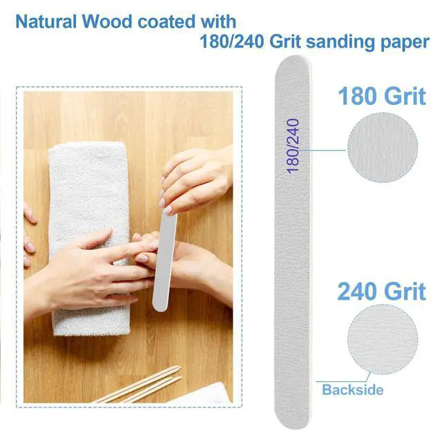 Alt view image 2 of 7 - Nail File, Emery Boards for Nails 180/240 Grit Nail Files for Natural Nails Wood Double Sided Emory Fingernail Files Professional Reusable Manicure Pedicure limas para uñas (24 Packs)