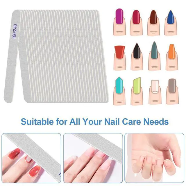 Alt view image 3 of 7 - Nail File, Emery Boards for Nails 180/240 Grit Nail Files for Natural Nails Wood Double Sided Emory Fingernail Files Professional Reusable Manicure Pedicure limas para uñas (24 Packs)