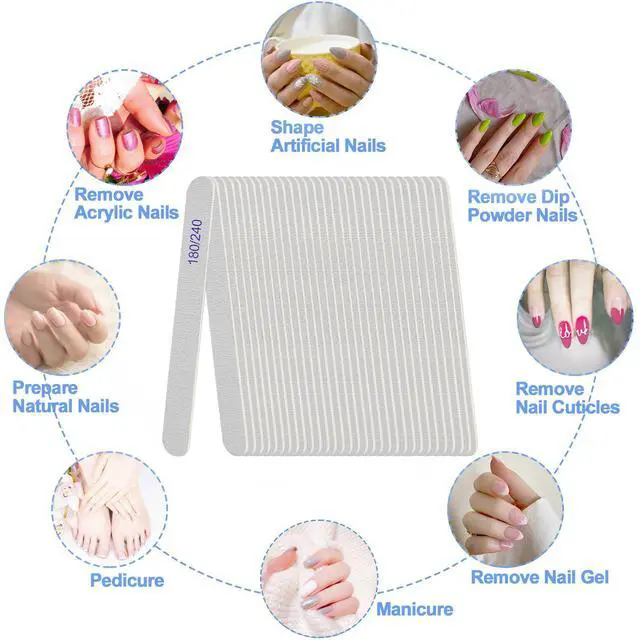 Alt view image 6 of 7 - Nail File, Emery Boards for Nails 180/240 Grit Nail Files for Natural Nails Wood Double Sided Emory Fingernail Files Professional Reusable Manicure Pedicure limas para uñas (24 Packs)