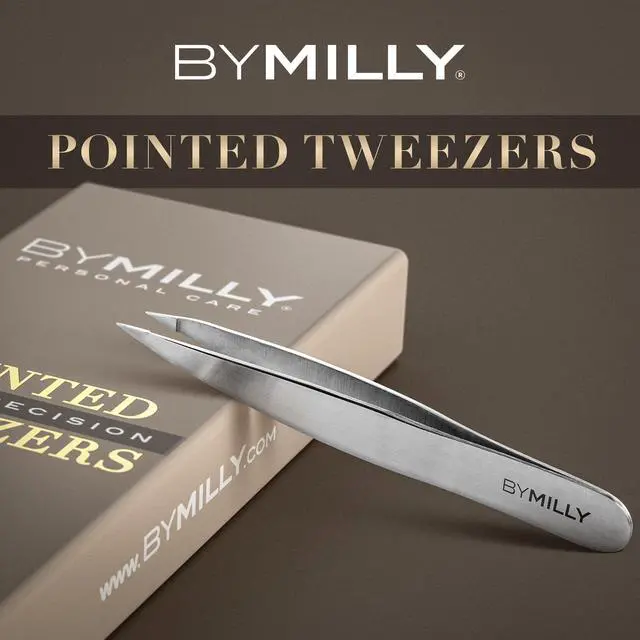 Alt view image 3 of 7 - Pointed Tweezers | High Carbon Stainless Steel Needle Nose | Fine Point Precision Hair Removal | Perfectly Aligned & Hand-Filed Sharp | Silver