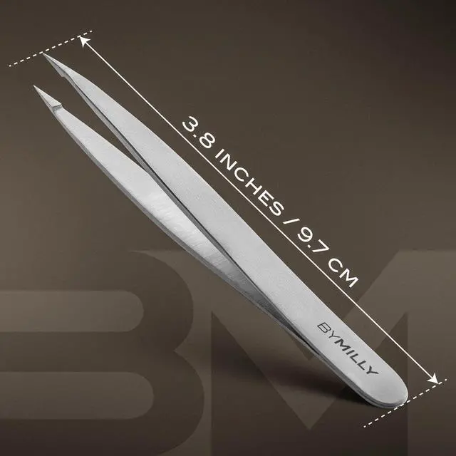 Alt view image 7 of 7 - Pointed Tweezers | High Carbon Stainless Steel Needle Nose | Fine Point Precision Hair Removal | Perfectly Aligned & Hand-Filed Sharp | Silver