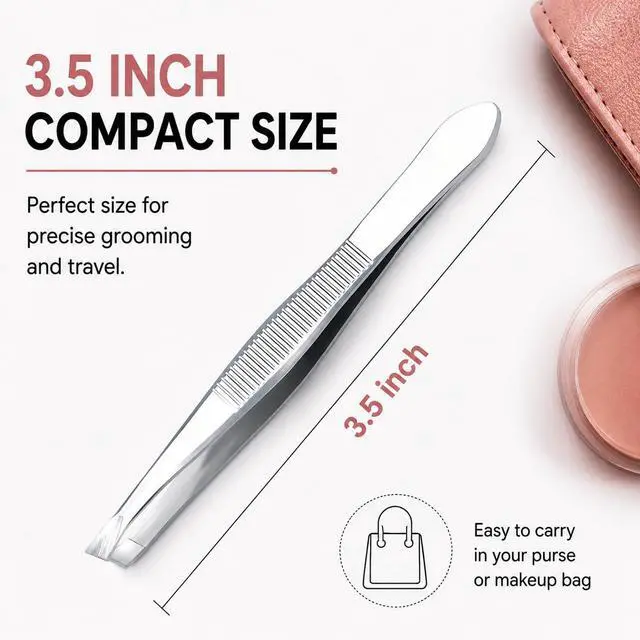 Alt view image 4 of 7 - Precision Slant Tip Tweezers Set (3 Pack) Stainless Steel Eyebrow Tweezers for Facial Hair, Ingrown Hair & Fine Hair Removal, Professional Beauty Grooming Tool
