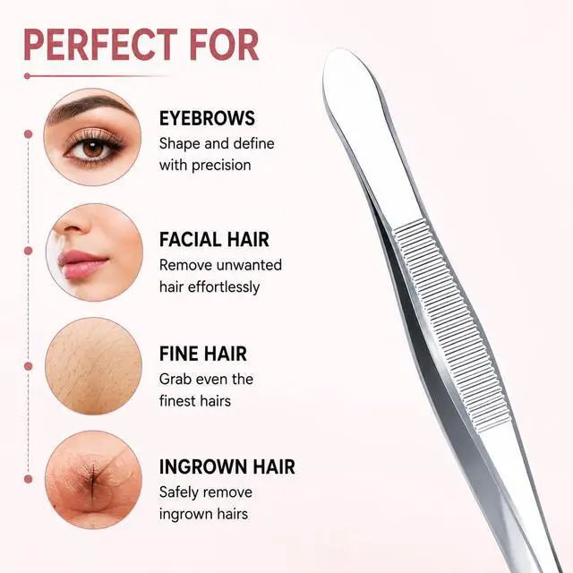 Alt view image 5 of 7 - Precision Slant Tip Tweezers Set (3 Pack) Stainless Steel Eyebrow Tweezers for Facial Hair, Ingrown Hair & Fine Hair Removal, Professional Beauty Grooming Tool
