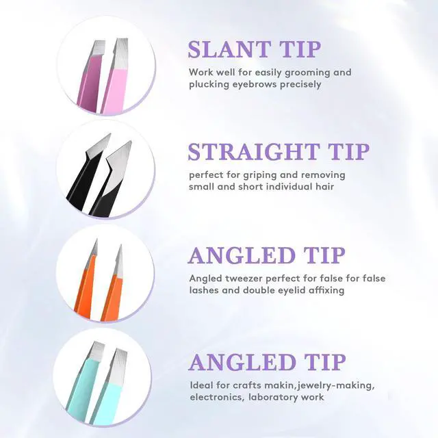 Alt view image 7 of 7 - Tweezers for Women and Men Facial Hair,Thickened 430 Stainless Steel High Precision and Comfort Slant point Flat Hook tweezer for Eyebrows Ingrown Hair