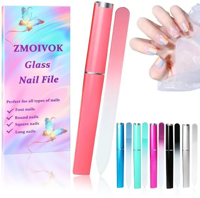 Main image of 6 Pcs Glass Nail File with Case, Double Sided Crystal Nail Files Kit
