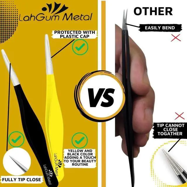 Alt view image 3 of 7 - Super Sharp Pointed Tweezers Precision Fine Point Tip Ingrown Hair Removal Kit - Extra Thin Stainless Facial Hair Remover for Face