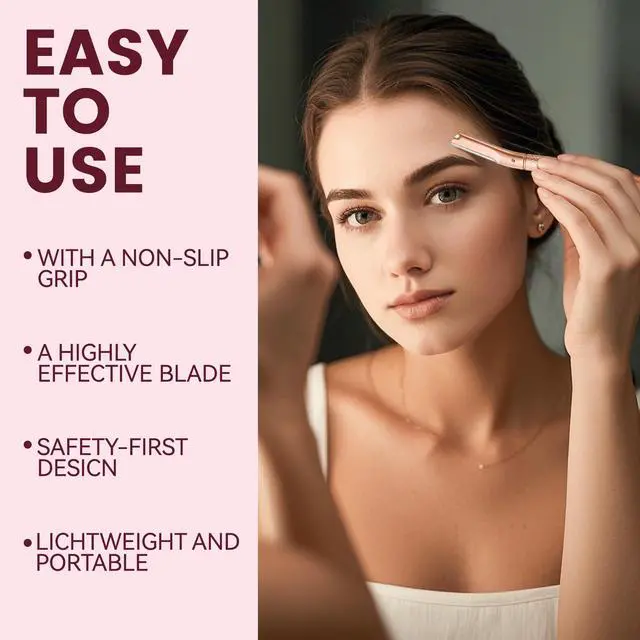 Alt view image 7 of 7 - Eyebrow Razor-Face Razors for Women-Dermaplaning Tool for Face Exfoliation & Peach Fuzz with 12 Refill Blades-Facial Dermaplane Razors Shaver-Rose Gold
