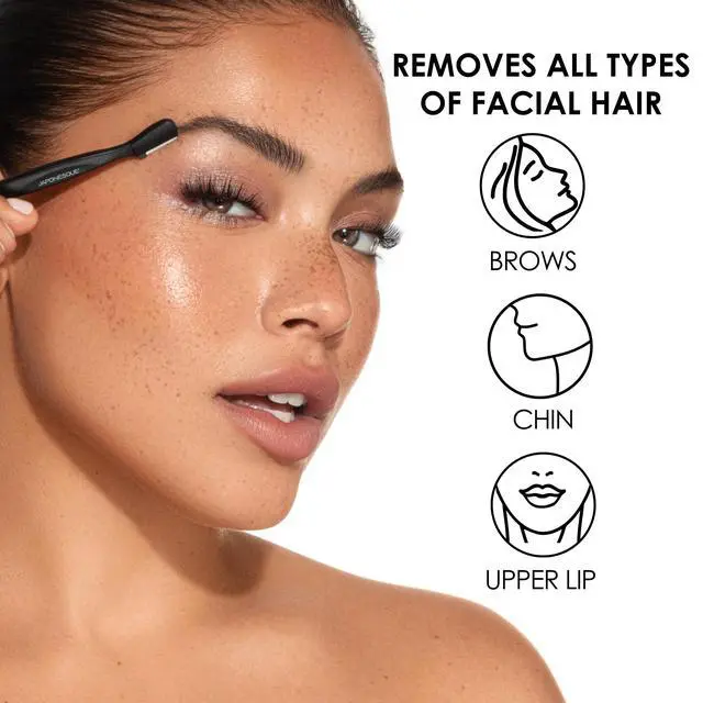 Alt view image 4 of 7 - Eyebrow Razor with Ultra-Sharp Stainless Steel Blades, for Removal of Facial Hair on Women. Also acts as a Dermaplane Razor to Remove Peach Fuzz & Exfoliate the face -Travel Cap Included