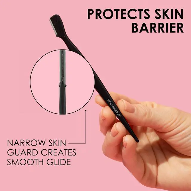 Alt view image 5 of 7 - Eyebrow Razor with Ultra-Sharp Stainless Steel Blades, for Removal of Facial Hair on Women. Also acts as a Dermaplane Razor to Remove Peach Fuzz & Exfoliate the face -Travel Cap Included