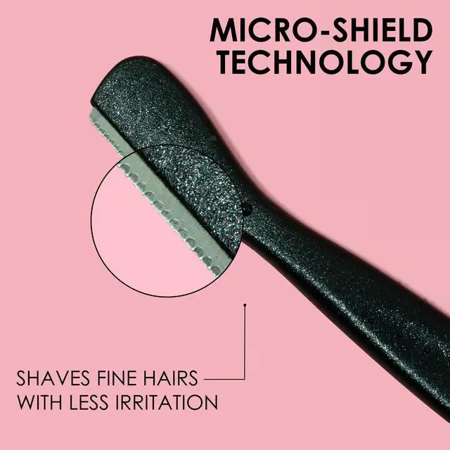 Alt view image 3 of 7 - Eyebrow Razor with Ultra-Sharp Stainless Steel Blades, for Removal of Facial Hair on Women. Also acts as a Dermaplane Razor to Remove Peach Fuzz & Exfoliate the face -Travel Cap Included