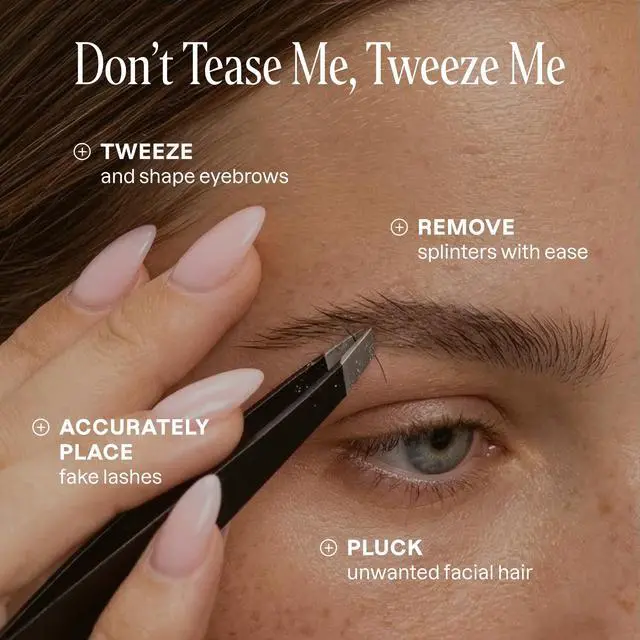 Alt view image 2 of 6 - Professional Eyebrow Tweezers Slant Tip - Precision for Men & Women, Stainless Steel Best for Plucking Chin Facial Hair