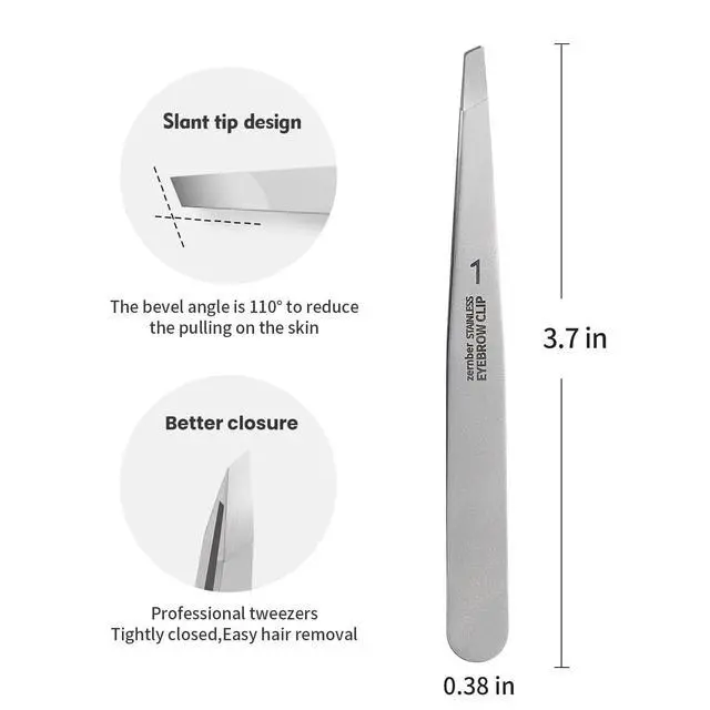 Alt view image 4 of 7 - Eyebrow Hair Removal Tweezers, Slant Tweezer Handmade Professional Eyebrow Facial & Hair Remover Better closure Stainless Steel