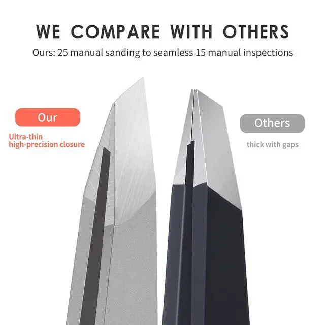 Alt view image 2 of 7 - Eyebrow Hair Removal Tweezers, Slant Tweezer Handmade Professional Eyebrow Facial & Hair Remover Better closure Stainless Steel