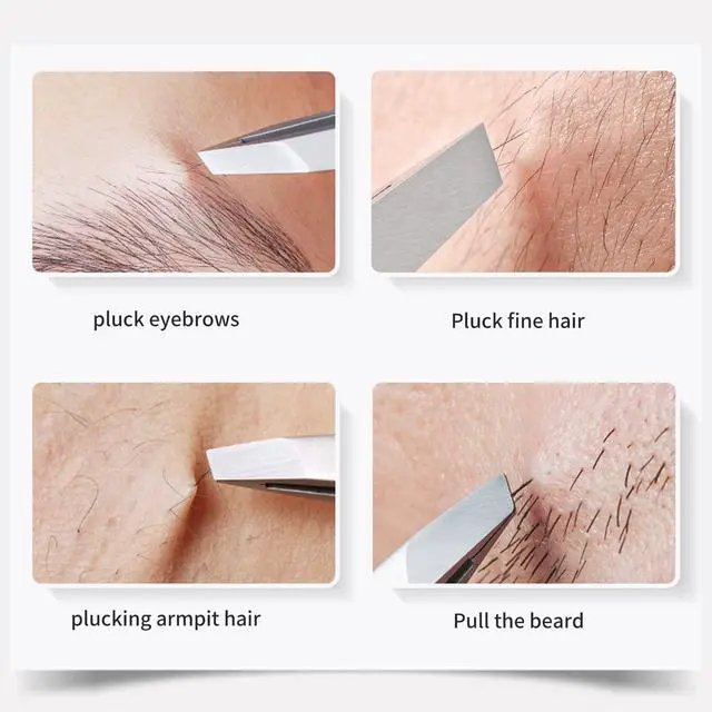 Alt view image 3 of 7 - Eyebrow Hair Removal Tweezers, Slant Tweezer Handmade Professional Eyebrow Facial & Hair Remover Better closure Stainless Steel