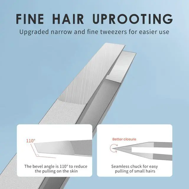 Alt view image 6 of 7 - Eyebrow Hair Removal Tweezers, Slant Tweezer Handmade Professional Eyebrow Facial & Hair Remover Better closure Stainless Steel