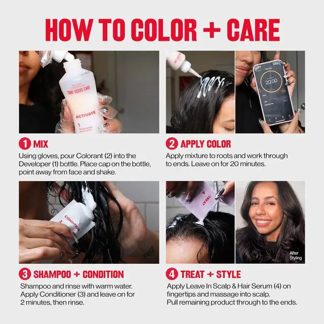 Alt view image 6 of 7 - ColorSilk Tone + Gloss + Care Demi Permanent Hair Color, Dye Kit with Leave-In Scalp and Haircare Serum, 2x Shinier, 4x Stronger, 5 Medium Brown, 4.5 fl oz