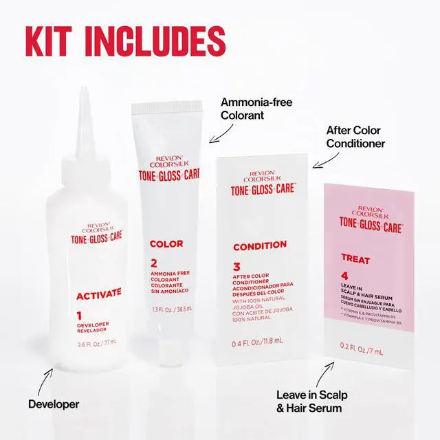 Alt view image 7 of 7 - ColorSilk Tone + Gloss + Care Demi Permanent Hair Color, Dye Kit with Leave-In Scalp and Haircare Serum, 2x Shinier, 4x Stronger, 5 Medium Brown, 4.5 fl oz