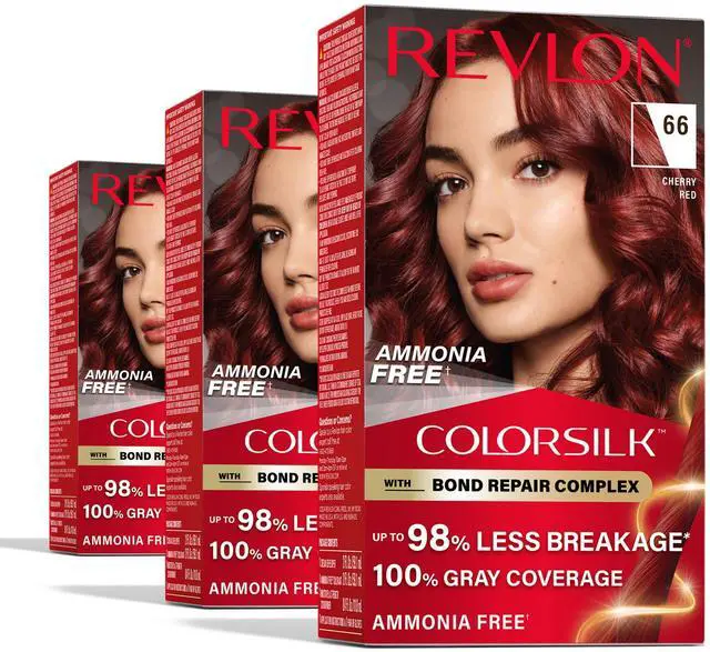 Main image of with Bond Repair Complex, Red Permanent Hair Color, 100% Gray Coverage, Ammonia Free Hair Dye, Vegan Keratin, 66 Cherry Red (Pack of 3)