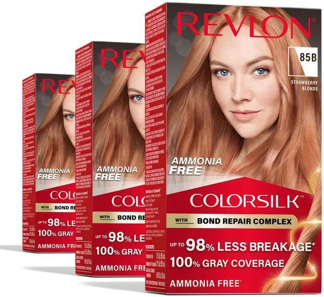 Main image of with Bond Repair Complex, Blonde Permanent Hair Color, 100% Gray Coverage, Ammonia Free Hair Dye, Vegan Keratin, 85B Strawberry Blonde (Pack of 3)