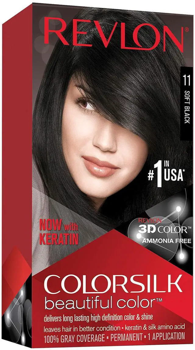 Main image of Permanent Hair Color, Permanent Hair Dye, Colorsilk with 100% Gray Coverage, Ammonia-Free, Keratin and Amino Acids, 11 Soft Black, 4.4 Oz (Pack of 1)