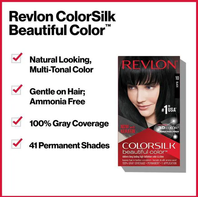 Alt view image 3 of 7 - Permanent Hair Color, Permanent Hair Dye, Colorsilk with 100% Gray Coverage, Ammonia-Free, Keratin and Amino Acids, 11 Soft Black, 4.4 Oz (Pack of 1)