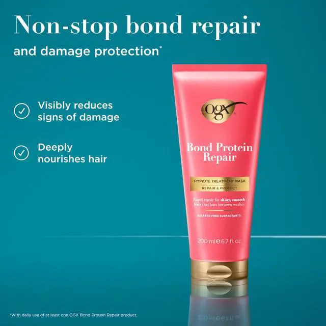 Alt view image 2 of 7 - Repair & Protect Bond Protein Repair 1-Minute Treatment Mask, Deep Conditioning Hair Mask Rapidly Repairs for Shiny, Smooth Hair That Lasts Between Washes, 6.7 fl. oz