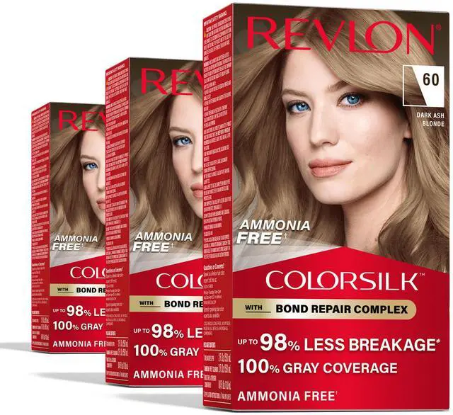Main image of with Bond Repair Complex, Blonde Permanent Hair Color, 100% Gray Coverage, Ammonia Free Hair Dye, Vegan Keratin, 60 Dark Ash Blonde (Pack of 3)