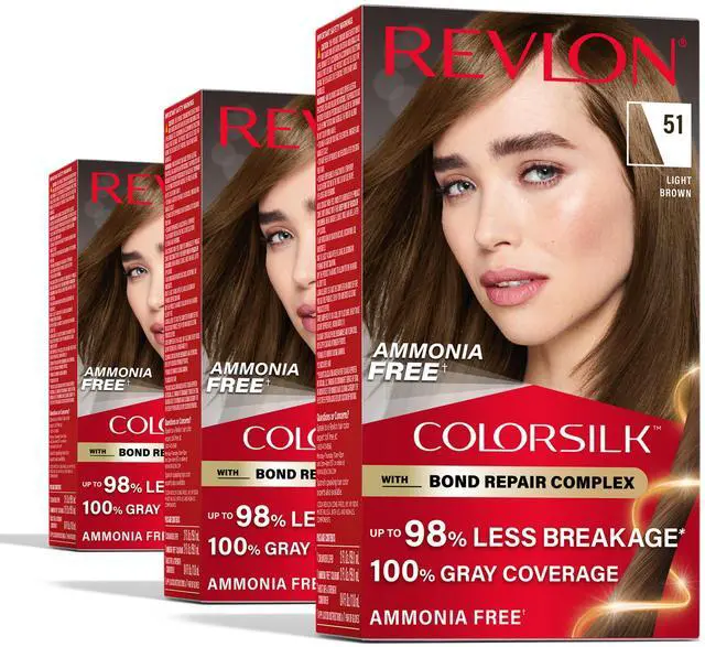 Main image of with Bond Repair Complex, Brown Permanent Hair Color, 100% Gray Coverage, Ammonia Free Hair Dye, Vegan Keratin, 51 Light Brown (Pack of 3)