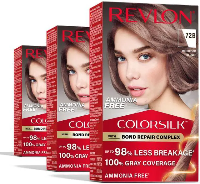Main image of with Bond Repair Complex, Blonde Permanent Hair Color, 100% Gray Coverage, Ammonia Free Hair Dye, Vegan Keratin, 72B Mushroom Blonde (Pack of 3)