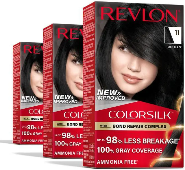 Main image of with Bond Repair Complex, Black Permanent Hair Color, 100% Gray Coverage, Ammonia Free Hair Dye, Vegan Keratin, 11 Soft Black (Pack of 3)