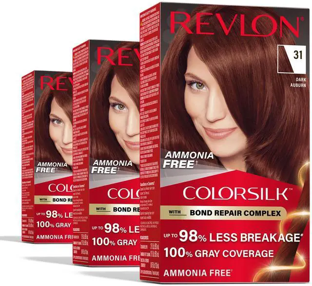 Main image of with Bond Repair Complex, Auburn Permanent Hair Color, 100% Gray Coverage, Ammonia Free Hair Dye, Vegan Keratin, 31 Dark Auburn (Pack of 3)