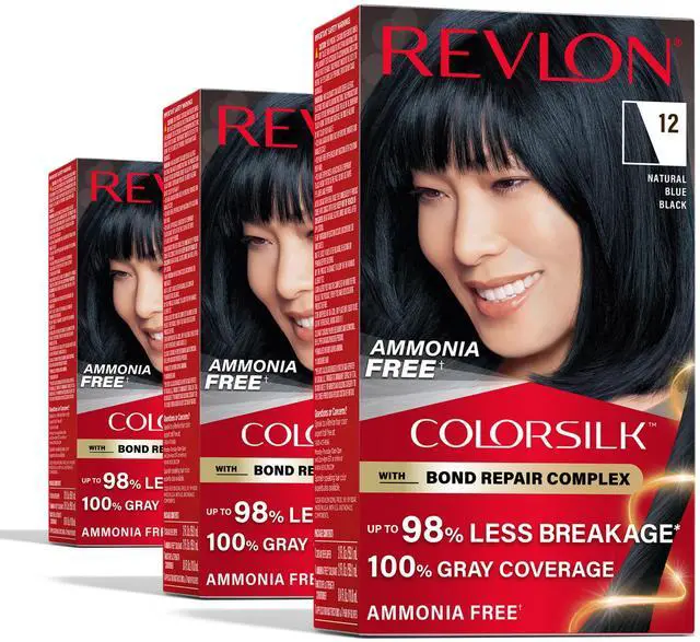 Main image of with Bond Repair Complex, Black Permanent Hair Color, 100% Gray Coverage, Ammonia Free Hair Dye, Vegan Keratin, 12 Natural Blue Black (Pack of 3)